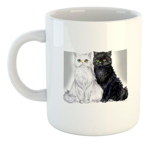 Taza De Plastico Gatos Persa Blanco Y Negro Art