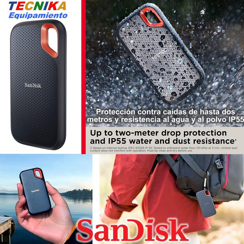 Imagen 6 de 8 de Disco Solido Ssd Externo Sandisk Extreme 2tb 1050mb/s Usb-c