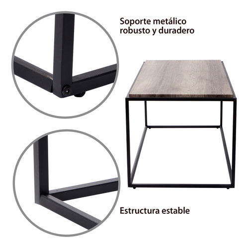 Mesa De Centro Auxiliar Sala Rectangular Marrón Minimalista Color Marrón Oscuro