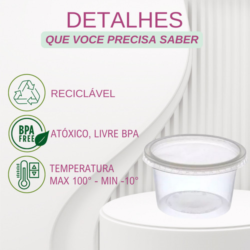 Potes Descartáveis Redondo 1500 Ml Freezer Microondas 24un