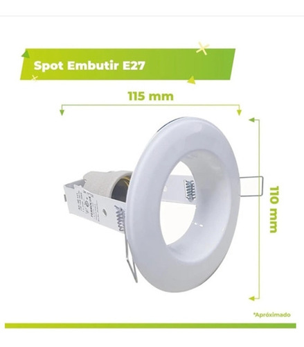 Spot Embutir Rosca E27 Apto Lampara Led Ideal Durlock