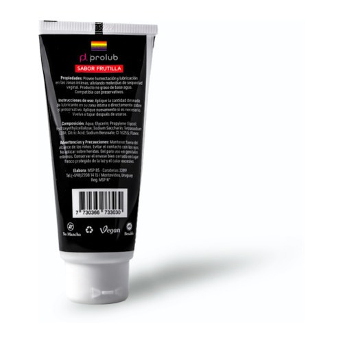 Imagen 2 de 6 de Gel Lubricante Anal Vaginal Prolub Strawberry Frutilla 80g