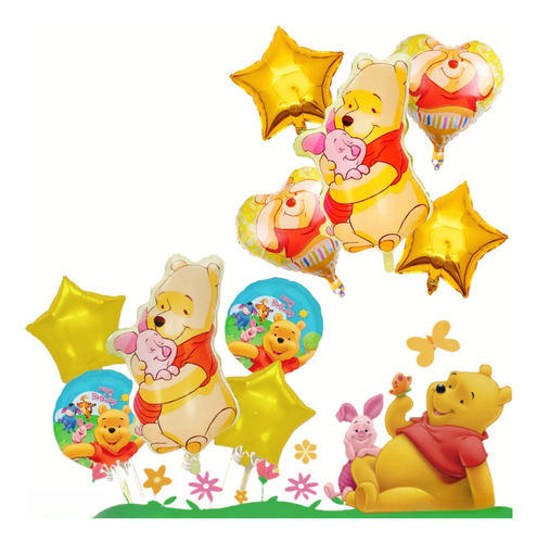 Kit 10 Globos Winnie Pooh Oso Fiesta Cumpleaños Jumbo Decora