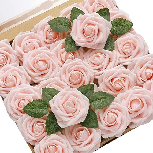 60 Rosas Artificiales De Aspecto Real - Rosado Blush