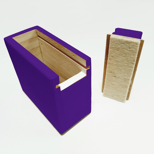 Caja Para Tizas Con Borrador Incluido Madera Color Violeta