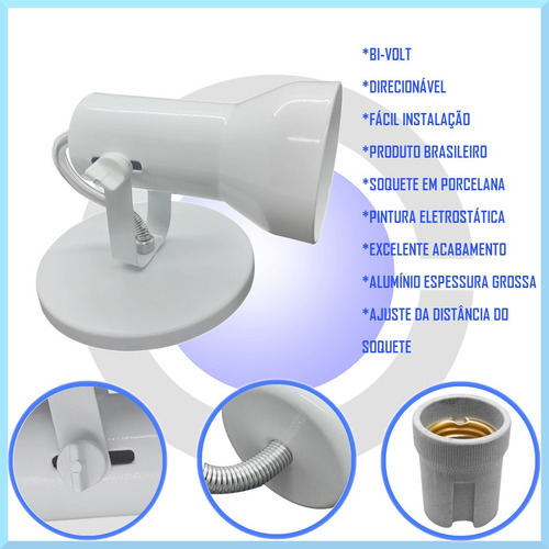 Imagem 3 de 7 de 6 Luminaria De Teto Spot Sobrepor Lampada Par20 Bulbo Soft