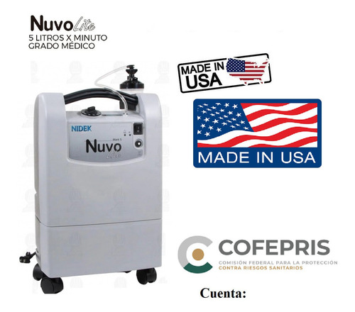 Imagen 9 de 10 de Concentrador De Oxigeno 5 Litros Nuvo Lite Nidek Gradomedico