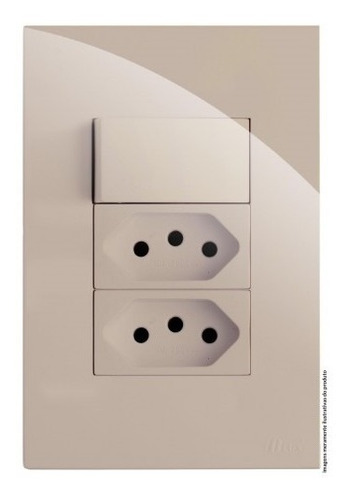 Interruptor Simples + Tomada Dupla 20 A - Recta Areia Gloss