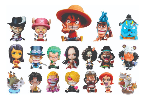 Figuras One Piece 3 Pzas/ Pvc De 9 Cm, Q Edition Big Head
