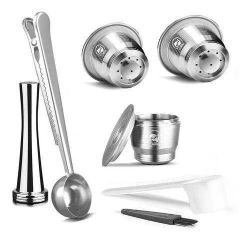 Pack Capsulas Reutilizables Nespresso Con Tamper Acero Inox