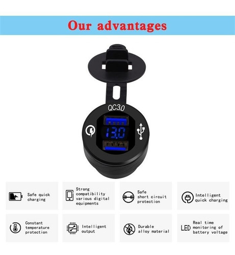 Imagen 9 de 9 de Adaptador Usb Moto Europea Bmw Ducati Trimph Hella Qc3.0