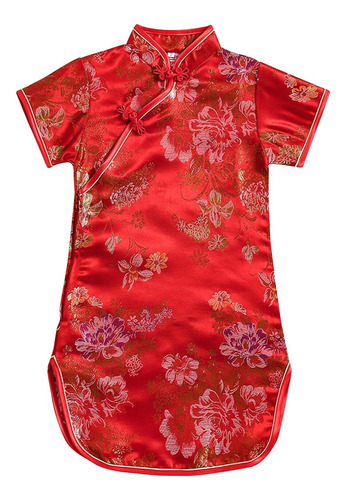 Girls Peony Qipao Chinese New Year Dress Chinese Traditional