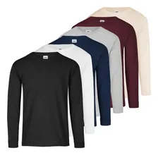 Pack 6 Pzs Playera Caballero Hombre Manga Larga Algodon