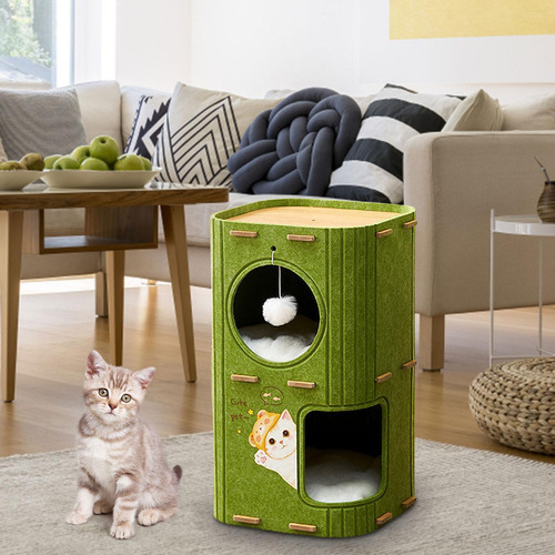 Bonita Caseta Para Gatos, Moderna Y Acogedora 2 Niveles