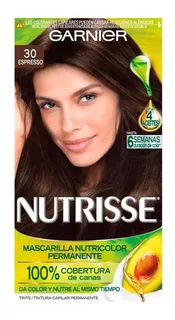 Kit Tintura Garnier Nutrisse regular clasico Mascarilla nutricolor permanente tono 30 espresso para cabello