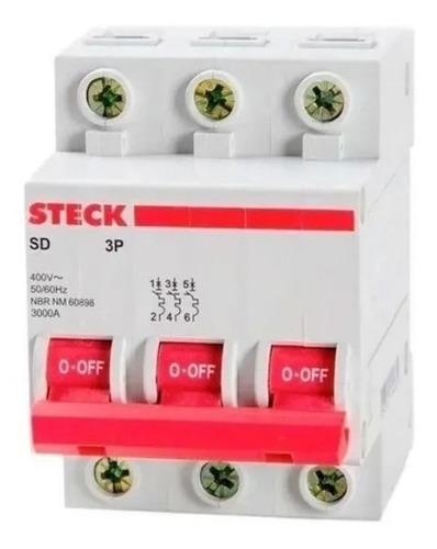 Disjuntor Steck Tripolar Din 10a Ate 63a Curva C (sdd62c)