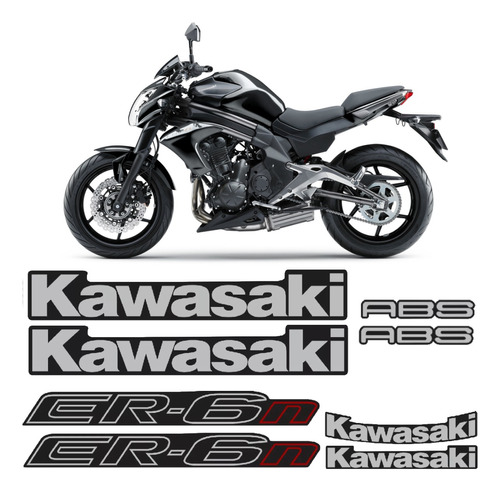 Kit Adesivos Kawasaki Er-6n Abs Preta 2013 Er6nd