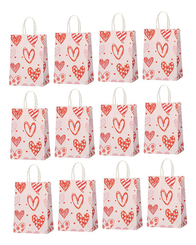 12 Uds. Bolsas De Regalo Para El Día De Valentín Con Asa,