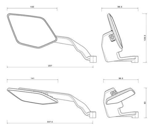 Espejo Retrovisor Lateral Para Yamaha Mt-01 Mt-03 Mt-07 660