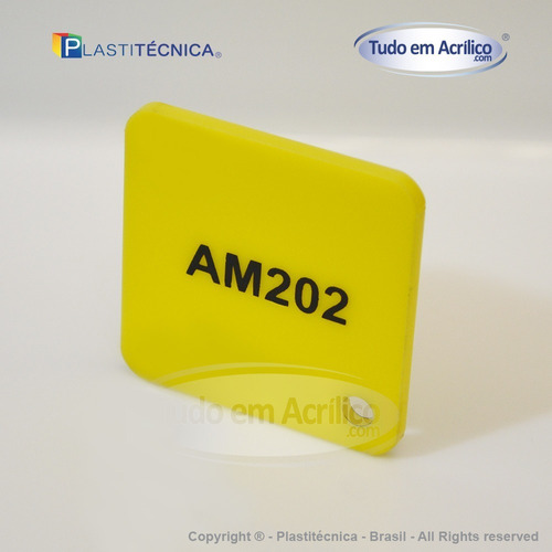 Placa Acrílico Amarelo 100% Puro 50x50cm 8mm Não Passa Luz