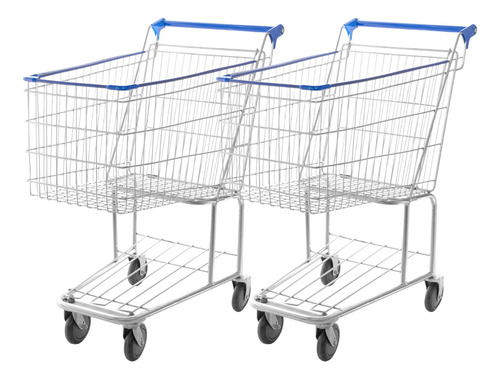 2 Carrinhos Compras Cesto 140 Litros Para Lojas Supermercado
