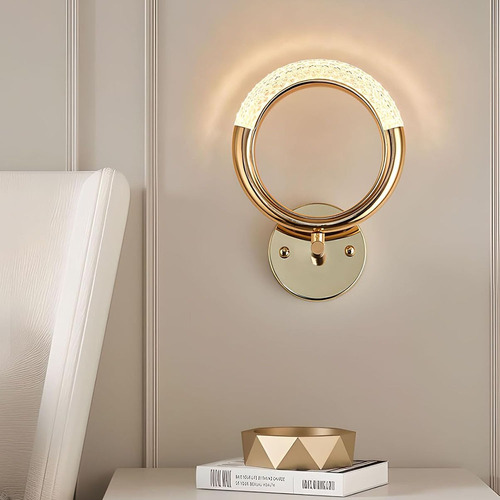 Arandela Area Interna Parede Quarto Led Dourada Moderna 6w
