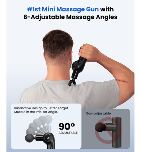 Pistola De Masaje Mini D2 Con 6 Ángulos Ajustables Pequeña P