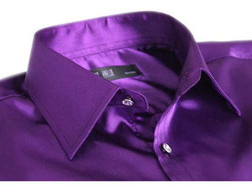 Camisa De Vestir De Satén De Lujo Para Hombre, Ajuste De Sed