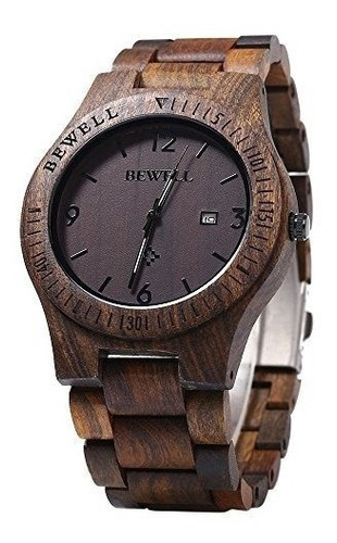 Bewell W086b Reloj De Madera Para Hombre Analógico De Cuarz