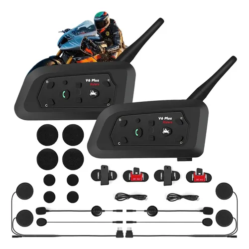 2pcs V6 Plus Capacete De Mota Auscultadores Bluetooth