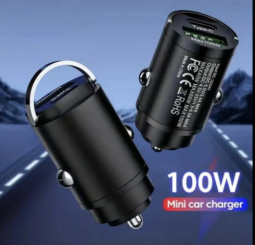 Cargador Para Auto Usb + Tipo C De Carga Rapida.