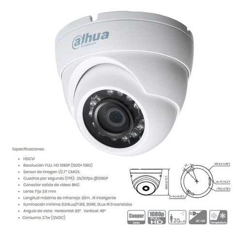 Kit Seguridad Dahua Full Hd Dvr 4 2 Domo Cable 1tb