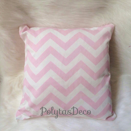 Almohadon Tela Gabardina Chevron Zig Zag Rosa 40 X 40