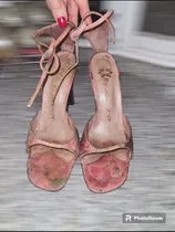 Comprar Sandalias Con Taco Alto Rosa Estampado - Ricky Sarkany  T37 