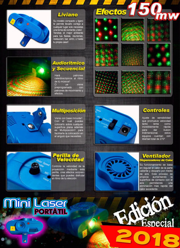 Imagen 4 de 8 de Laser Profesional Mini Luz Disco 150mw Miles Puntos E-xaris