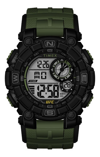 Reloj Timex Ufc Redemption 50mm Resin Strap Green Color de la malla Verde Color del bisel Negro Color del fondo Gris