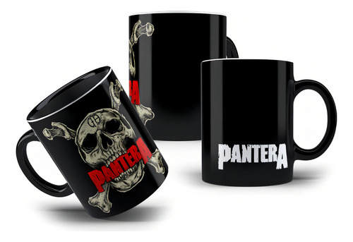 Caneca Preta Banda Pantera Heavy Metal Rock Presente Fã