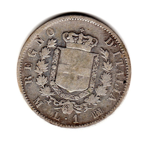 Italia Reino Moneda 1 Lira De Plata Año 1867 M Bn Km#5a.1 (Usado)