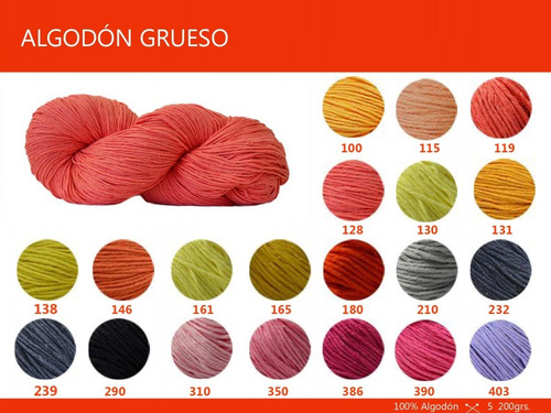 Imagen 2 de 5 de Hilado Algodón Grueso Nube X 200 Gr. Por Color