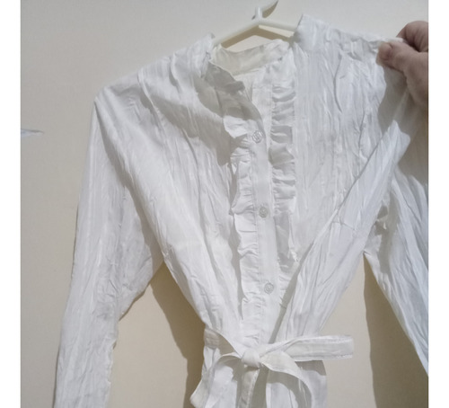Blusa De Bambula De Seda Con Puntilla Y Terciopelo (Usado)