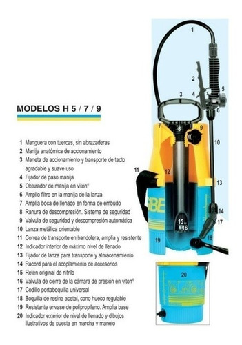 Imagen 4 de 8 de Fumigador Pulverizador Giber Manual De 5 Litros Ideal Jardin