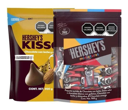 Kisses Con Almendra De 900g Y Hershey's Miniatura De 900g