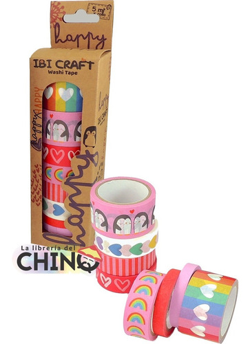 Set X8 Rollos Washi Tape Ibi Craft Happy Cintas Decorativas