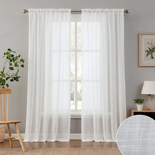 White Sheer Curtains 84 Inches Long For Bedroom Living ...