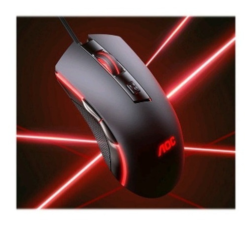 Mouse Gamer Profesional Usb 3600dpi Luces Rgb Aoc Gm120 D Color Negro
