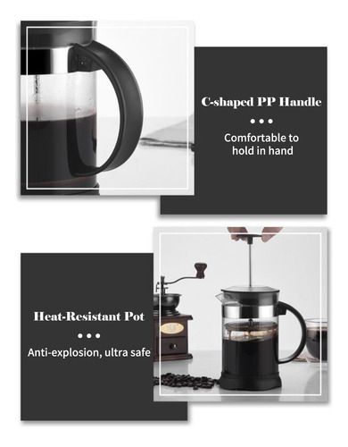 Cafetera French Press, Calefacción, 800 Ml, Filtro De Acero