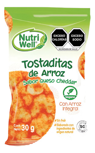 Nutriwell Tostaditas De Arroz Con Queso Cheddar Vegano 30 Gr