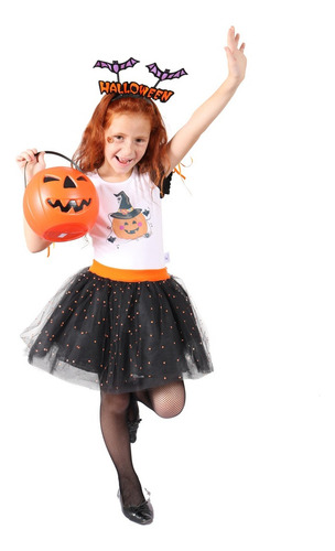 Roupa Abóbora Infantil Feminina Halloween