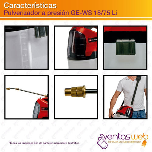Imagen 5 de 7 de Fumigador Inalambrico Rociador Pulverizador Presion Einhell