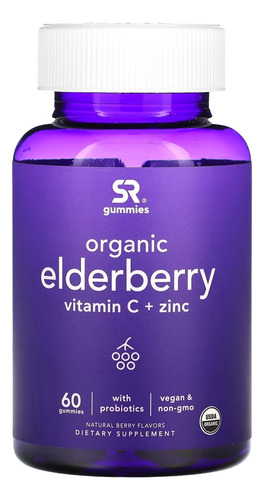 Vitamina C Zinc Organic Elderberry Sabor Natural 60 Gomitas